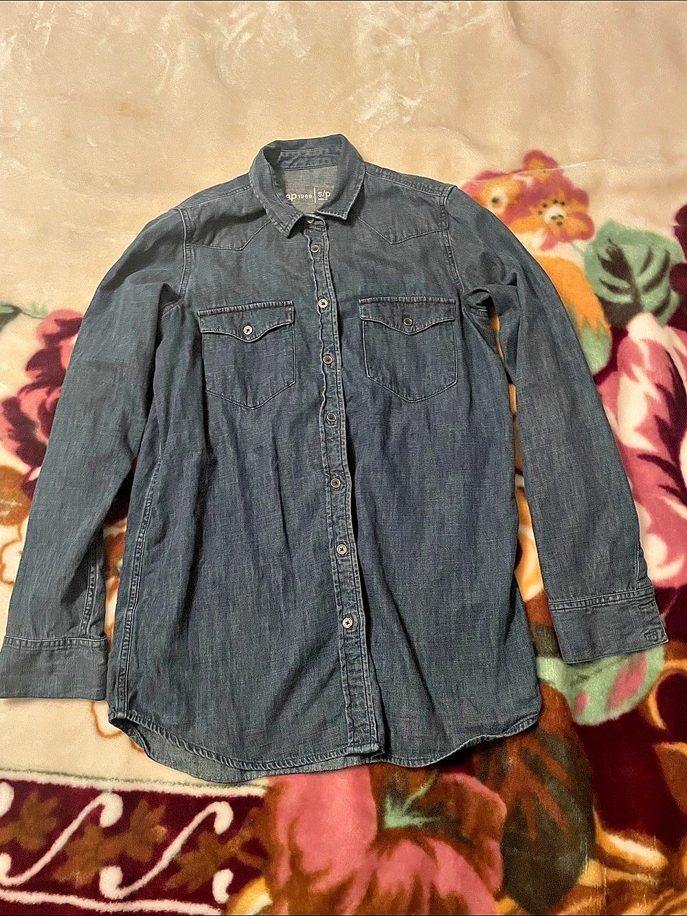 Gap 1969 Denim Western Shirt Denim Button Down Gray Small